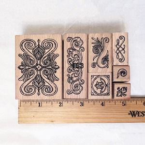 Rubber stamp ornate flourish set cards signs crafts